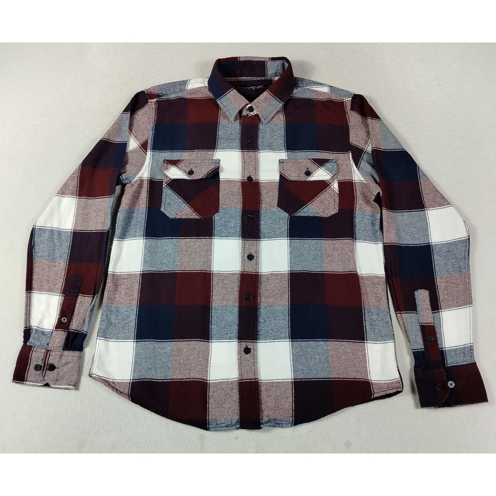 Coastal Flannel Shirt Mens Medium Red Plaid Long Sleeve Cabincore Lumberjack